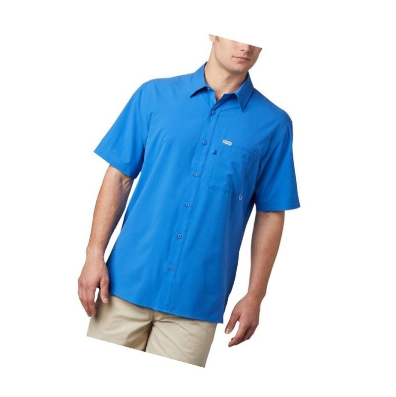 Koszule Columbia PFG Zero Rules Woven Short Sleeve Męskie Niebieskie | 79VNDWEZM