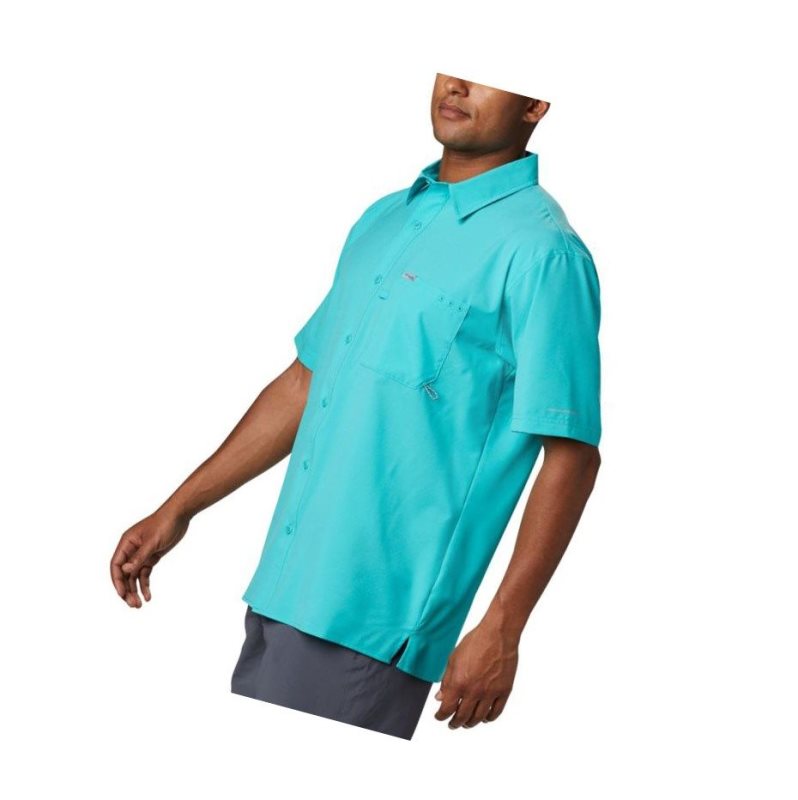 Koszule Columbia PFG Zero Rules Woven Short Sleeve Męskie Głęboka Turkusowe | 08TWMXJCS