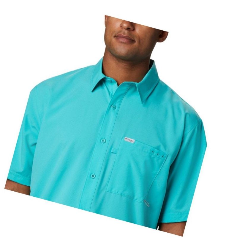 Koszule Columbia PFG Zero Rules Woven Short Sleeve Męskie Głęboka Turkusowe | 08TWMXJCS