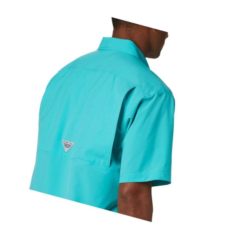 Koszule Columbia PFG Zero Rules Woven Short Sleeve Męskie Głęboka Turkusowe | 08TWMXJCS