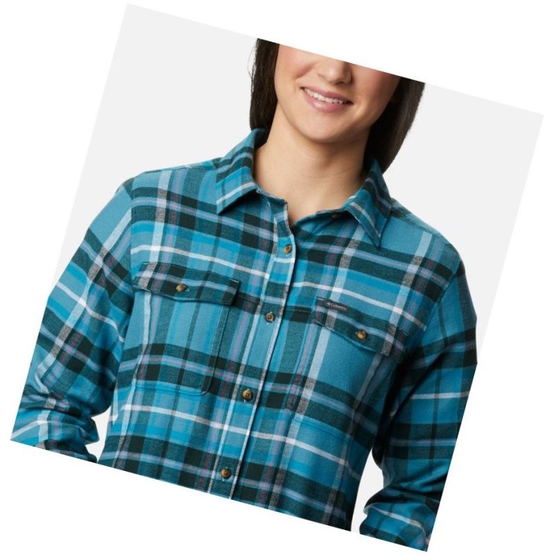 Koszule Columbia Pine Street Stretch Flannel Damskie Niebieskie Kolorowe | 43BUJMSPT