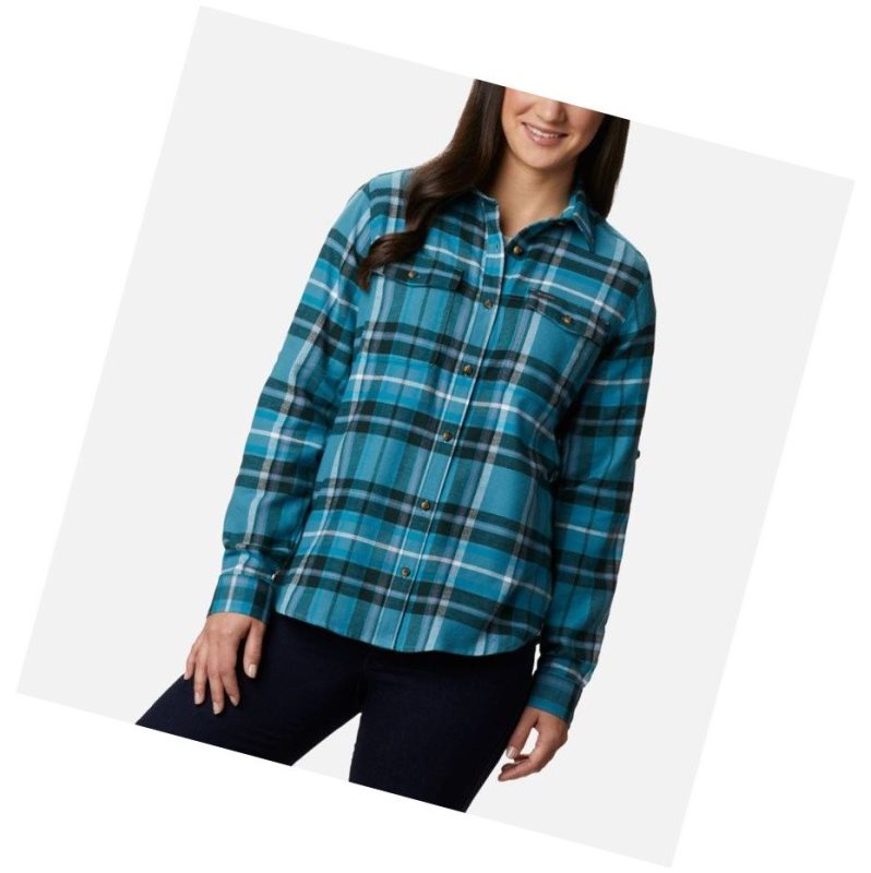 Koszule Columbia Pine Street Stretch Flannel Damskie Niebieskie Kolorowe | 43BUJMSPT