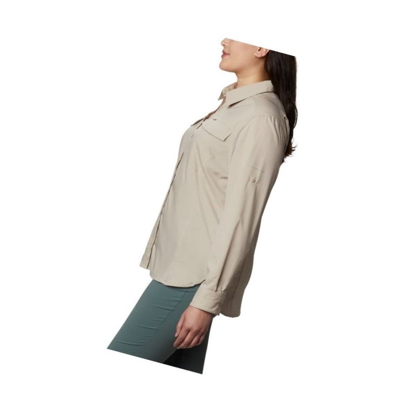 Koszule Columbia Silver Ridge Lite Long Sleeve Plus Size Damskie Khaki | 08JFDBCNZ