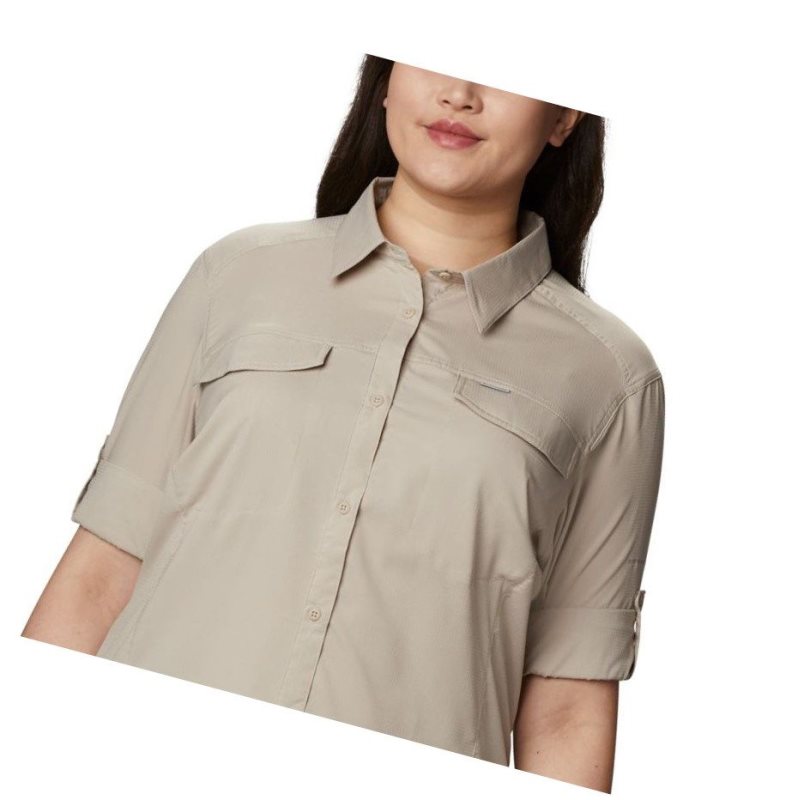 Koszule Columbia Silver Ridge Lite Long Sleeve Plus Size Damskie Khaki | 08JFDBCNZ