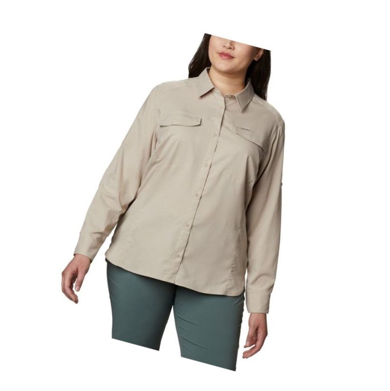 Koszule Columbia Silver Ridge Lite Long Sleeve Plus Size Damskie Khaki | 08JFDBCNZ