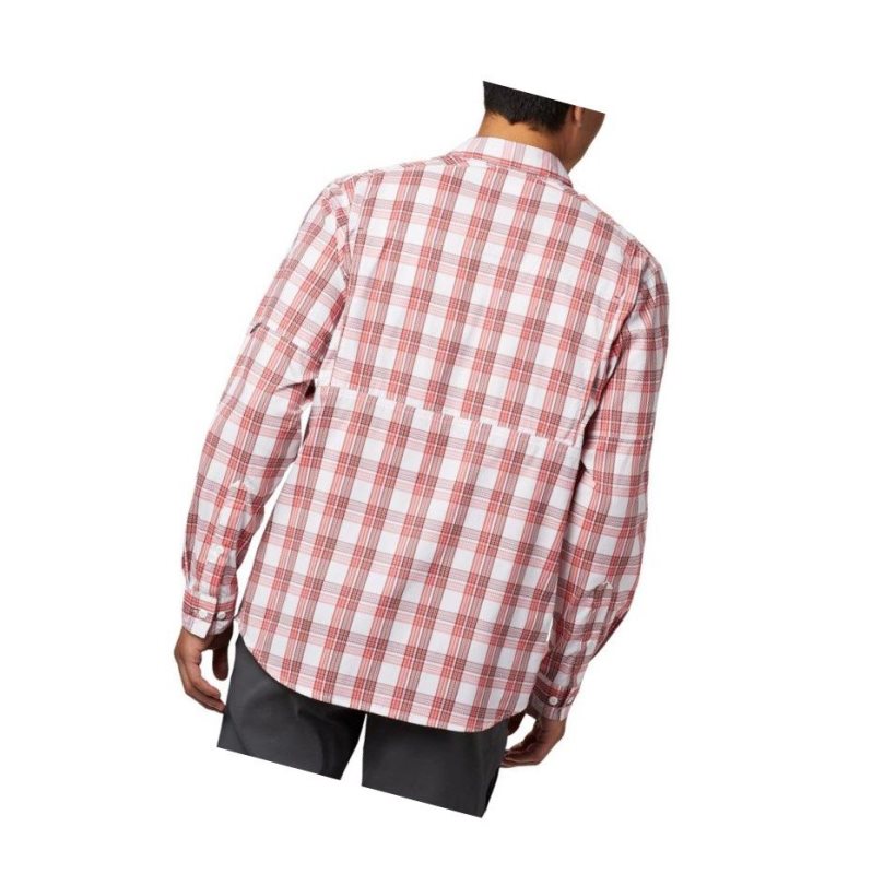 Koszule Columbia Silver Ridge Lite Plaid Long Sleeve Męskie Niebieskie Czerwone | 82MFSQKHW