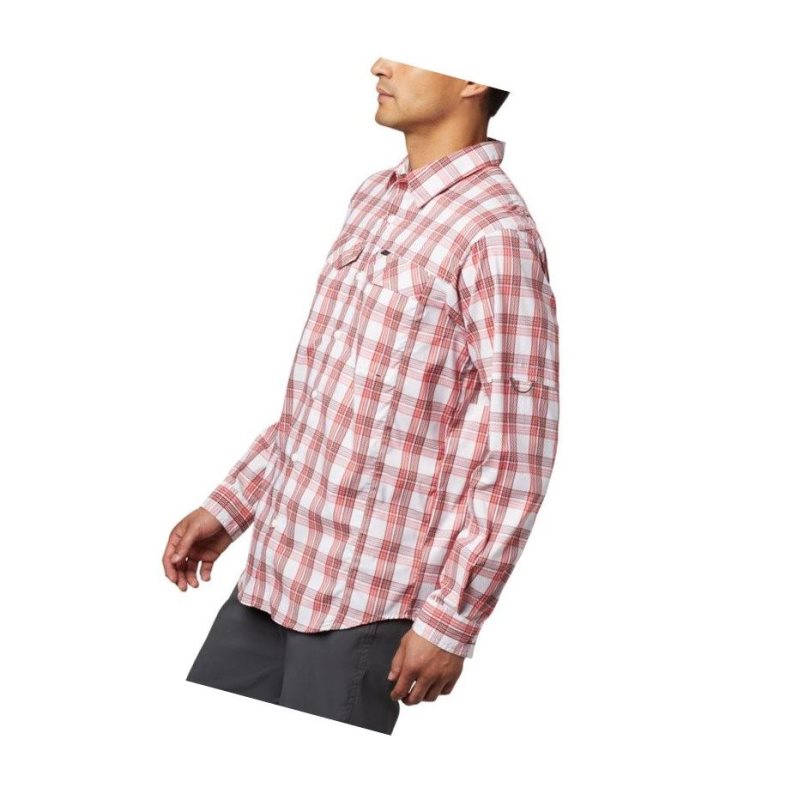 Koszule Columbia Silver Ridge Lite Plaid Long Sleeve Męskie Niebieskie Czerwone | 82MFSQKHW