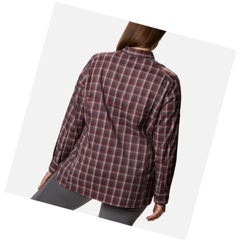 Koszule Columbia Silver Ridge Lite Plaid Long Sleeve Plus Size Damskie Bordowe | 75GQAWRLY