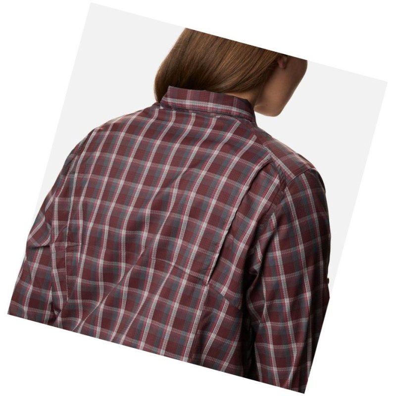 Koszule Columbia Silver Ridge Lite Plaid Long Sleeve Plus Size Damskie Bordowe | 75GQAWRLY