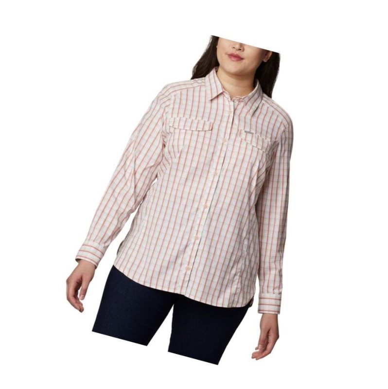 Koszule Columbia Silver Ridge Lite Plaid Long Sleeve Plus Size Damskie Różowe | 70KVHULIX