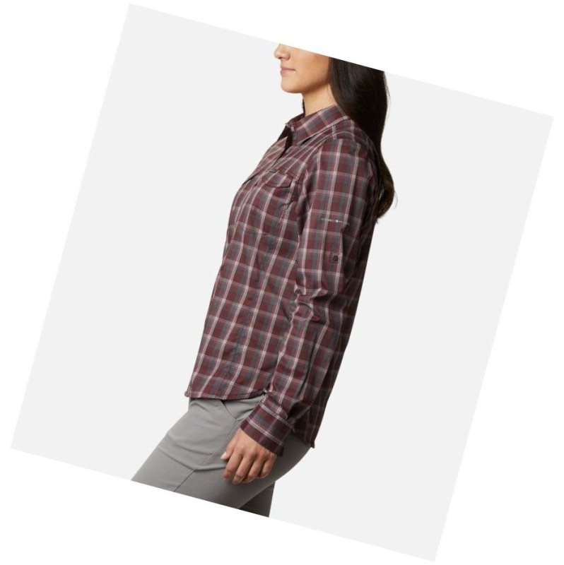 Koszule Columbia Silver Ridge Lite Plaid Long Sleeve Damskie Bordowe | 52MFXVRQL