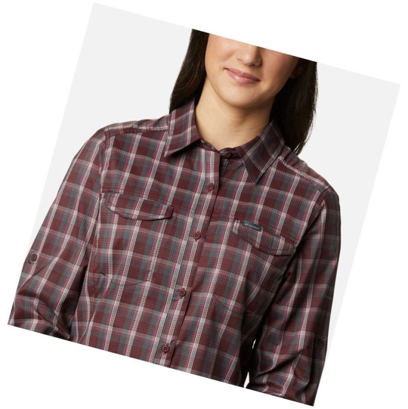 Koszule Columbia Silver Ridge Lite Plaid Long Sleeve Damskie Bordowe | 52MFXVRQL