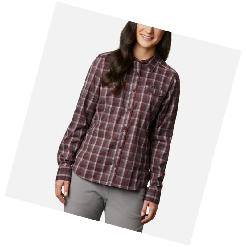 Koszule Columbia Silver Ridge Lite Plaid Long Sleeve Damskie Bordowe | 52MFXVRQL