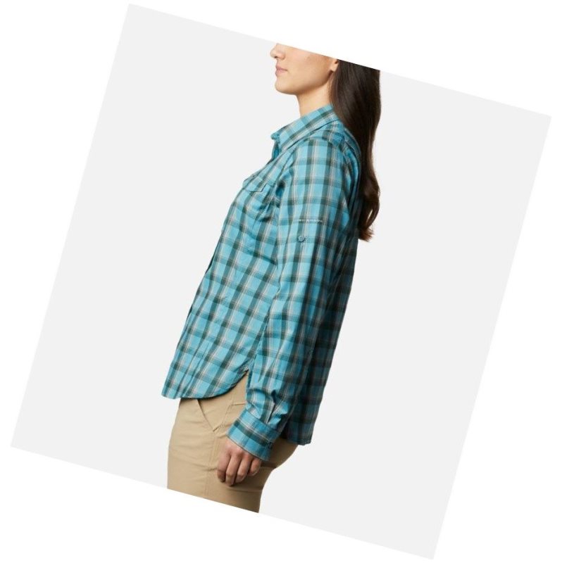 Koszule Columbia Silver Ridge Lite Plaid Long Sleeve Damskie Niebieskie | 41HOYPAJX