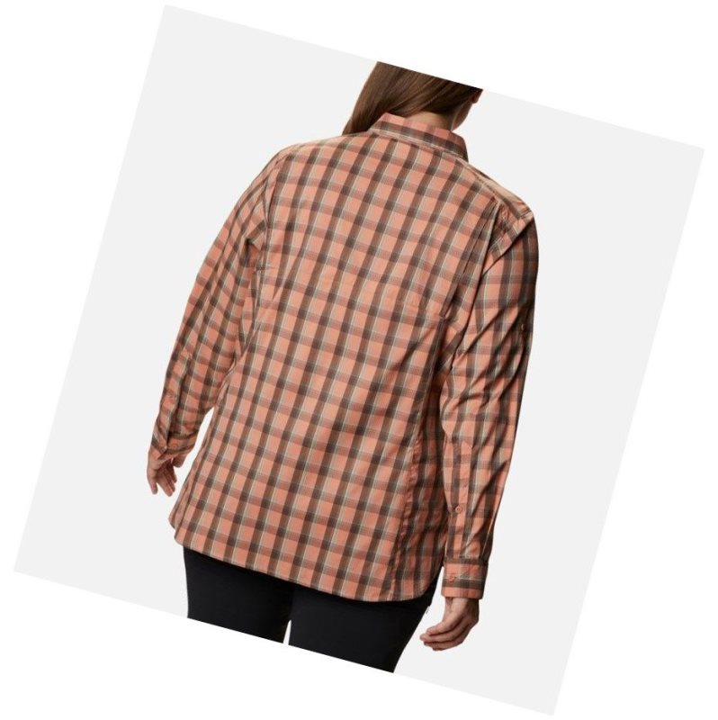 Koszule Columbia Silver Ridge Lite Plaid Long Sleeve Plus Size Damskie Różowe | 98YXMECNU