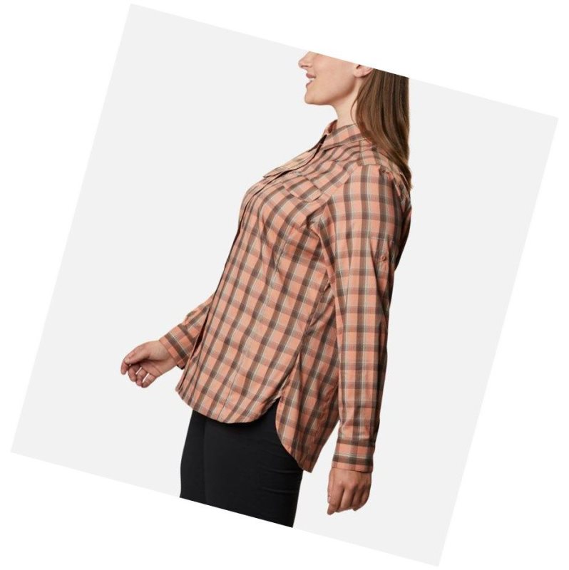 Koszule Columbia Silver Ridge Lite Plaid Long Sleeve Plus Size Damskie Różowe | 98YXMECNU