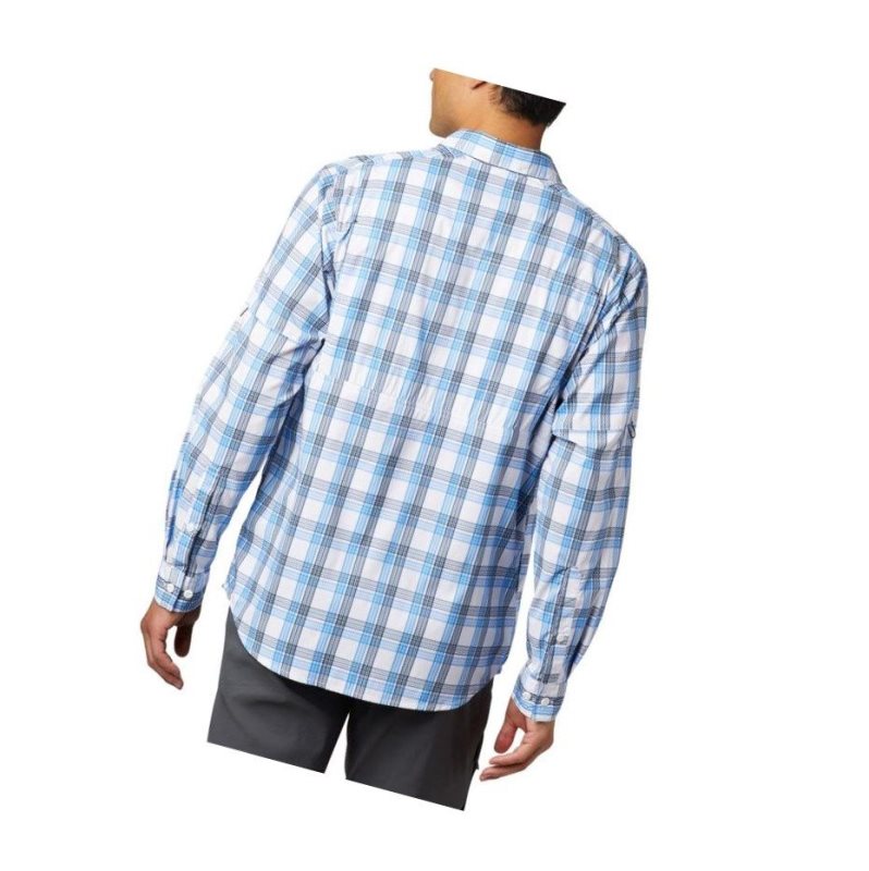 Koszule Columbia Silver Ridge Lite Plaid Long Sleeve Męskie Lazur Niebieskie | 26EZFAGNW