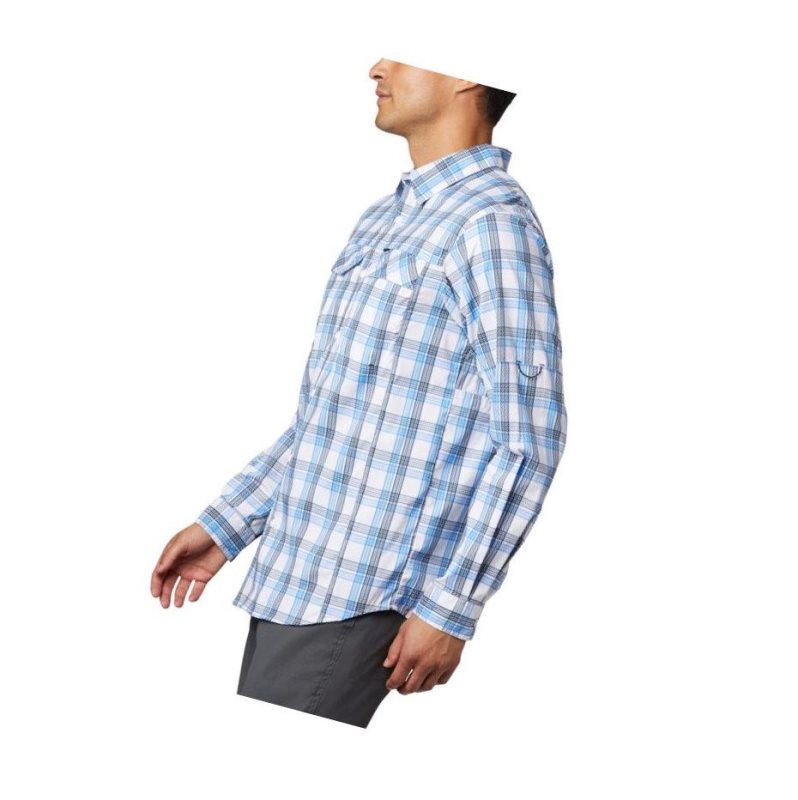 Koszule Columbia Silver Ridge Lite Plaid Long Sleeve Męskie Lazur Niebieskie | 26EZFAGNW