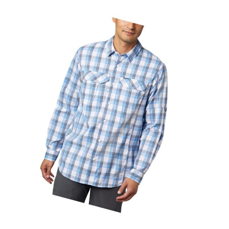 Koszule Columbia Silver Ridge Lite Plaid Long Sleeve Męskie Lazur Niebieskie | 26EZFAGNW