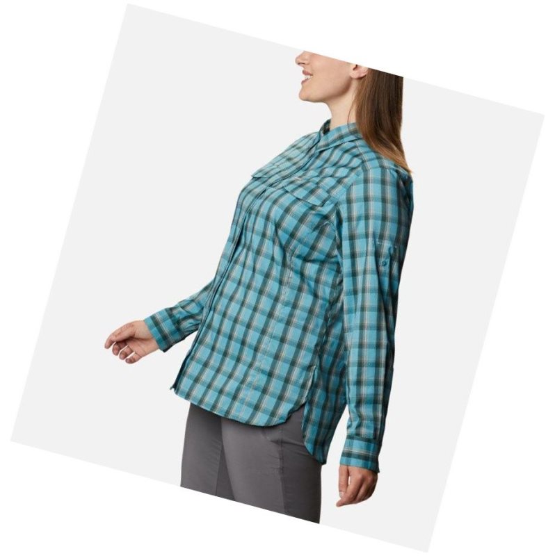 Koszule Columbia Silver Ridge Lite Plaid Long Sleeve Plus Size Damskie Niebieskie | 19DVPZIGY