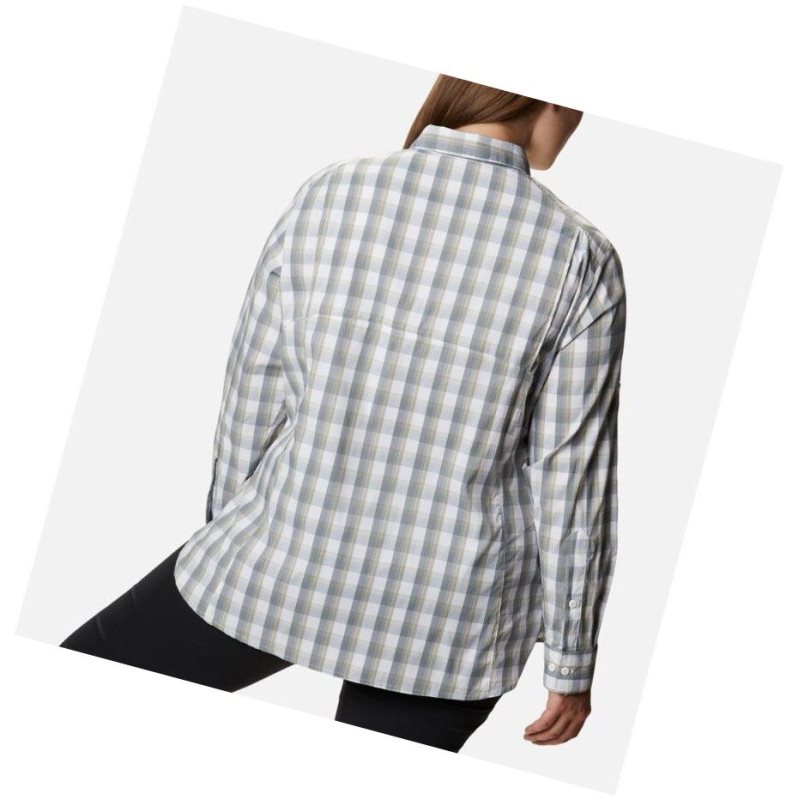 Koszule Columbia Silver Ridge Lite Plaid Long Sleeve Plus Size Damskie Białe | 92BIWHKCZ