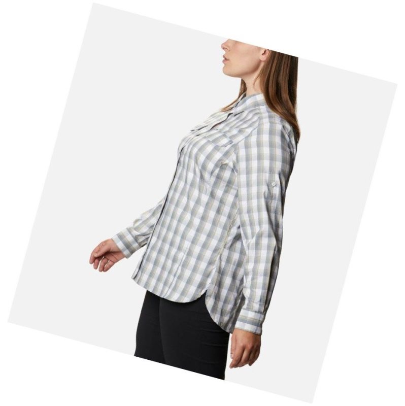 Koszule Columbia Silver Ridge Lite Plaid Long Sleeve Plus Size Damskie Białe | 92BIWHKCZ