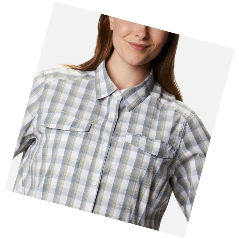 Koszule Columbia Silver Ridge Lite Plaid Long Sleeve Plus Size Damskie Białe | 92BIWHKCZ