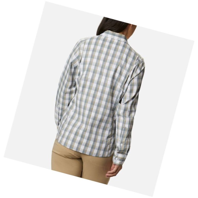 Koszule Columbia Silver Ridge Lite Plaid Long Sleeve Damskie Białe | 91SOPQKHN