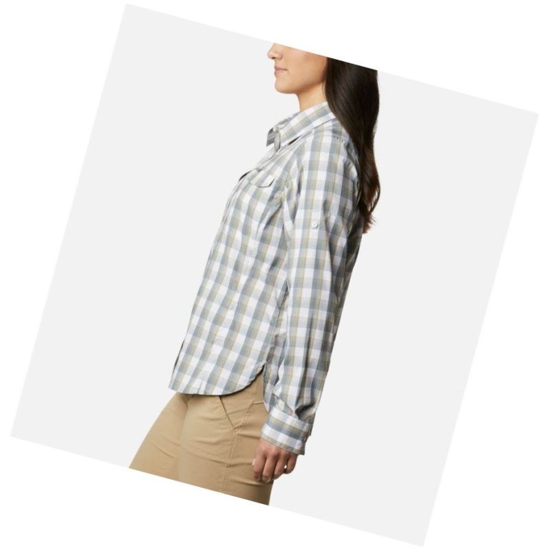 Koszule Columbia Silver Ridge Lite Plaid Long Sleeve Damskie Białe | 91SOPQKHN