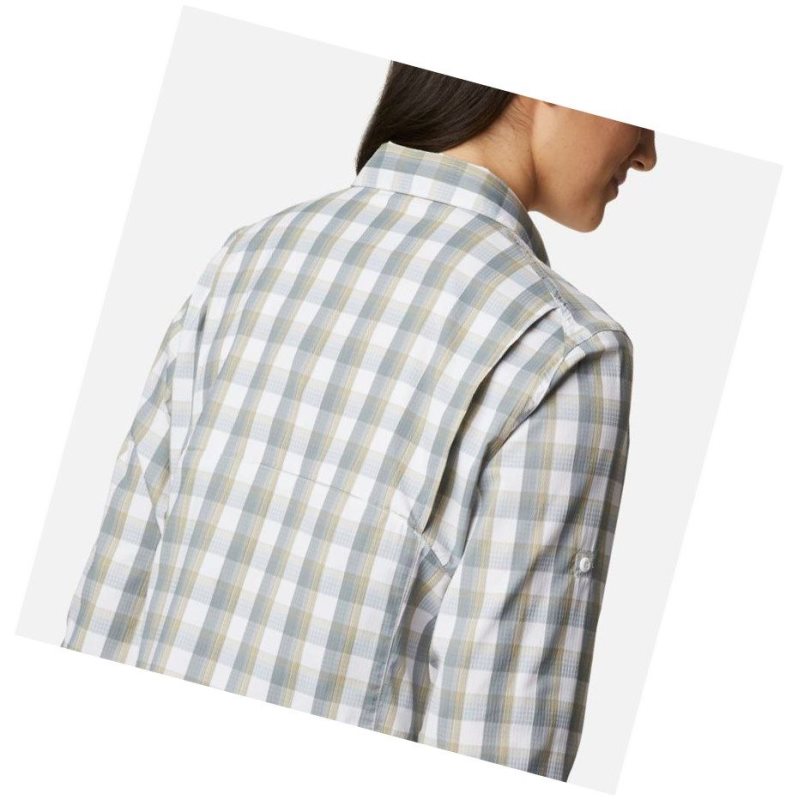 Koszule Columbia Silver Ridge Lite Plaid Long Sleeve Damskie Białe | 91SOPQKHN