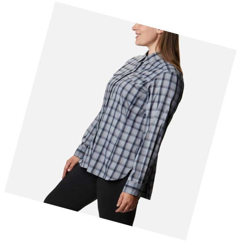 Koszule Columbia Silver Ridge Lite Plaid Long Sleeve Plus Size Damskie Szare | 04ARBPZEV