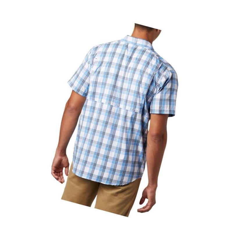 Koszule Columbia Silver Ridge Lite Plaid Short Sleeve Big Męskie Lazur Niebieskie | 03PUXIYLM