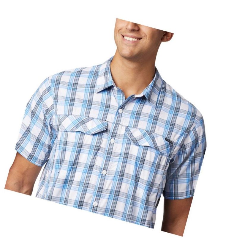 Koszule Columbia Silver Ridge Lite Plaid Short Sleeve Big Męskie Lazur Niebieskie | 03PUXIYLM