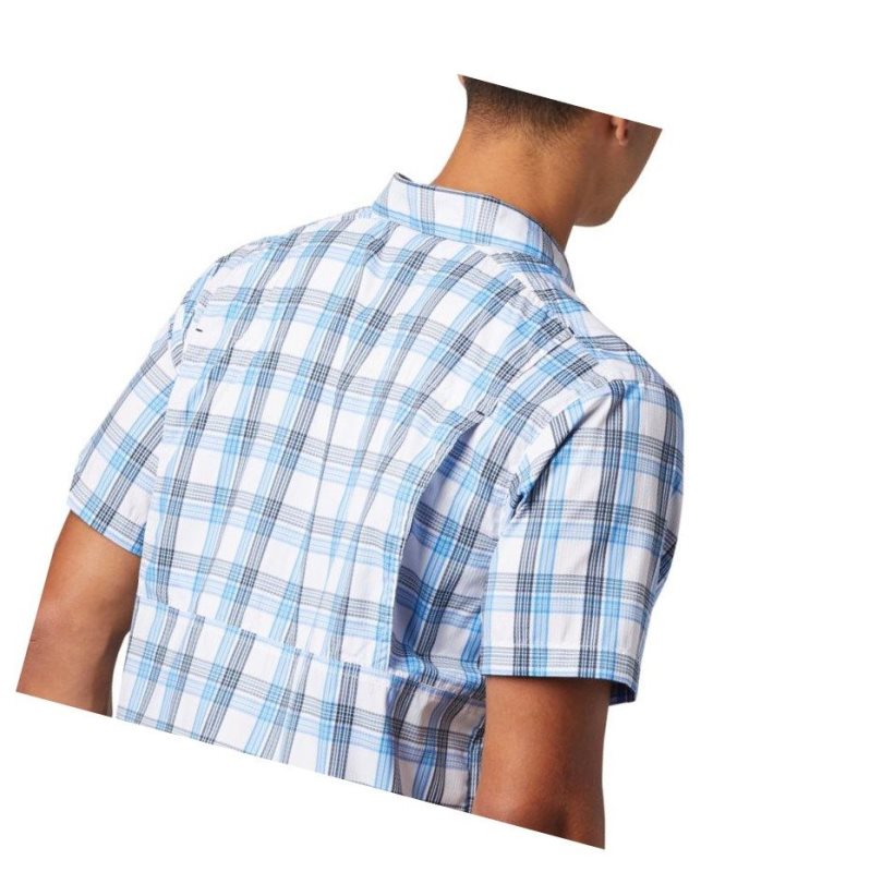 Koszule Columbia Silver Ridge Lite Plaid Short Sleeve Big Męskie Lazur Niebieskie | 03PUXIYLM