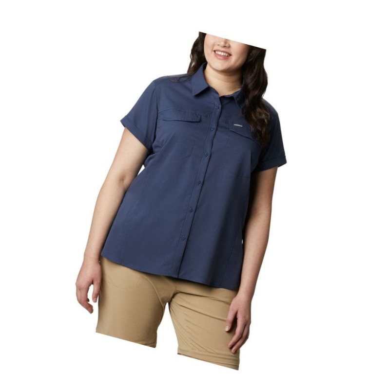 Koszule Columbia Silver Ridge Lite Short Sleeve Plus Size Damskie Granatowe | 31XGHFNPB