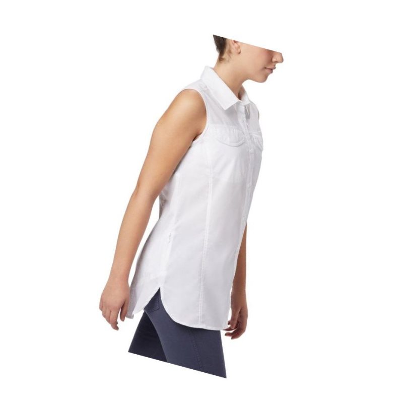 Koszule Columbia Silver Ridge Lite Sleeveless Damskie Białe | 38GVNLFZC