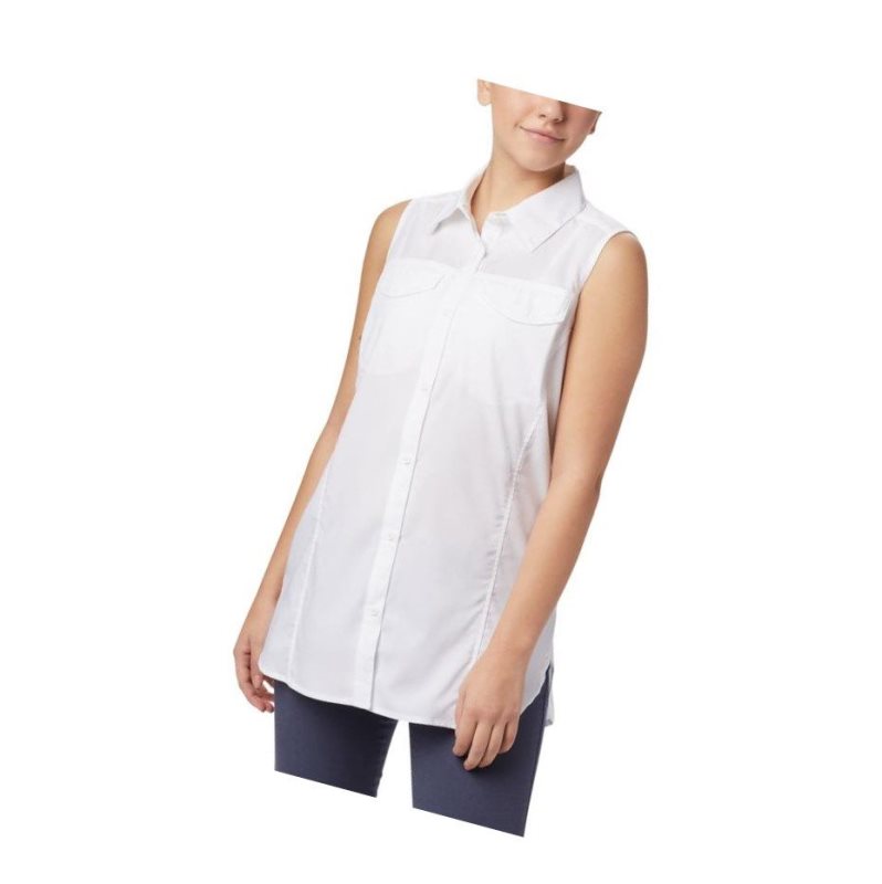 Koszule Columbia Silver Ridge Lite Sleeveless Damskie Białe | 38GVNLFZC