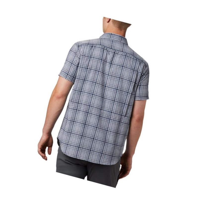 Koszule Columbia Silver Ridge Short Sleeve Seersucker Męskie Granatowe | 32XLSEOQR