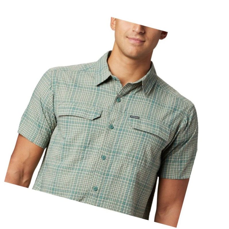 Koszule Columbia Silver Ridge Short Sleeve Seersucker Męskie Zielone | 32WJYCRSH