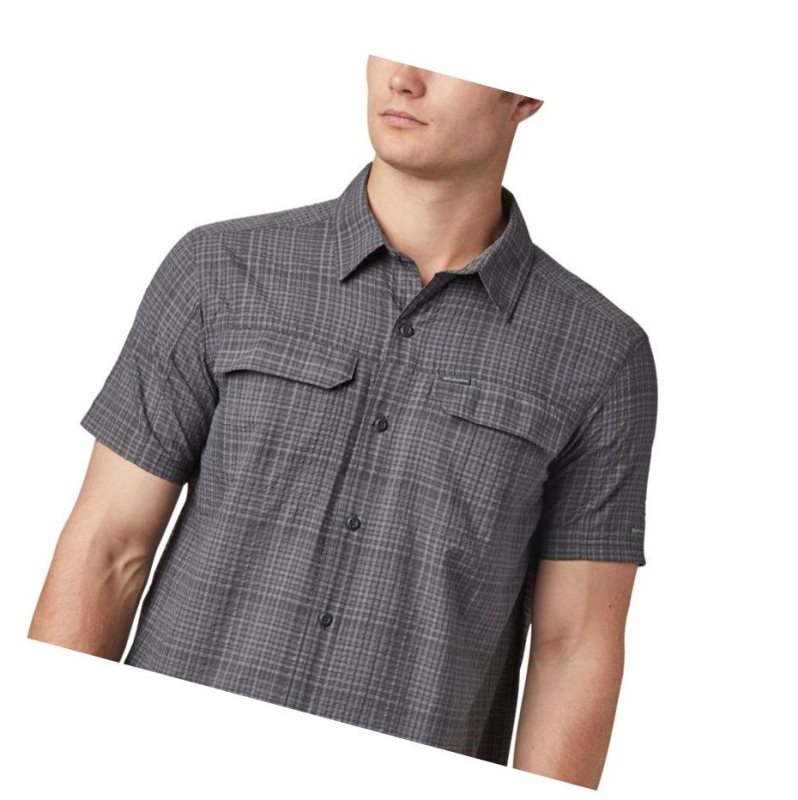 Koszule Columbia Silver Ridge Short Sleeve Seersucker Męskie Ciemny Szare | 19CHSWDBK