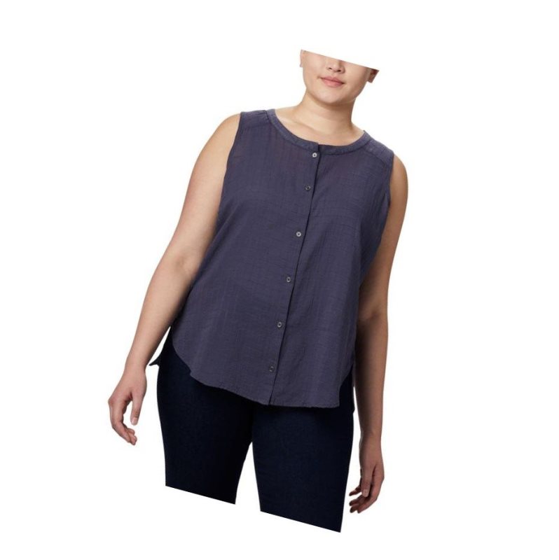 Koszule Columbia Summer Ease Sleeveless Plus Size Damskie Granatowe | 60ZKHSWIP