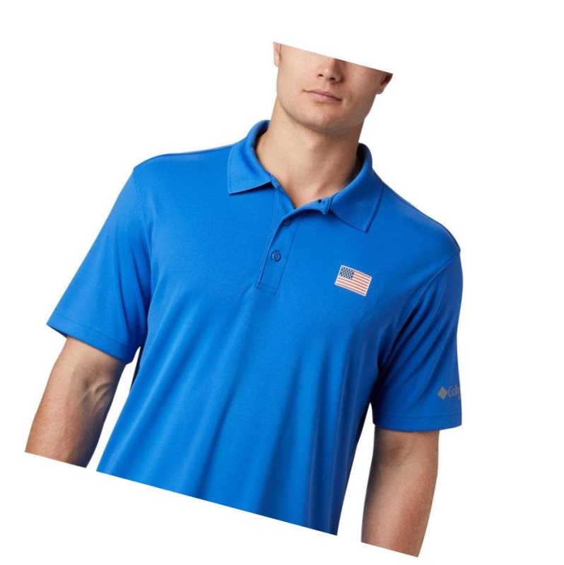 Koszulki Polo Columbia PFG Fish Series Męskie Niebieskie | 34QAXMRLN