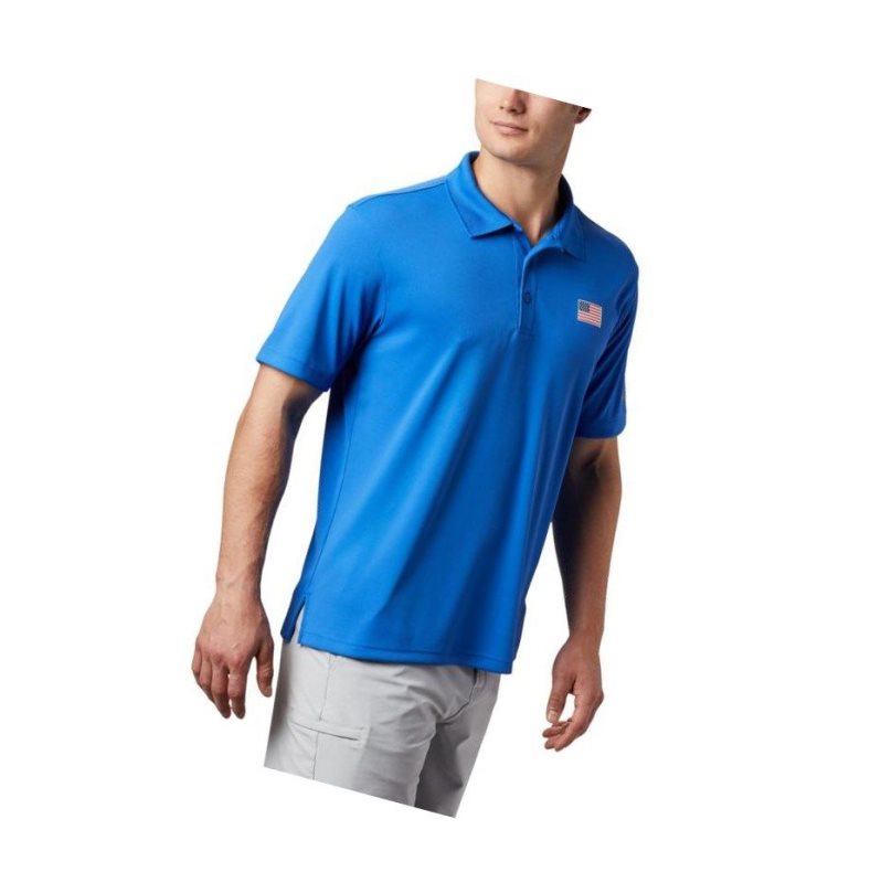 Koszulki Polo Columbia PFG Fish Series Męskie Niebieskie | 34QAXMRLN