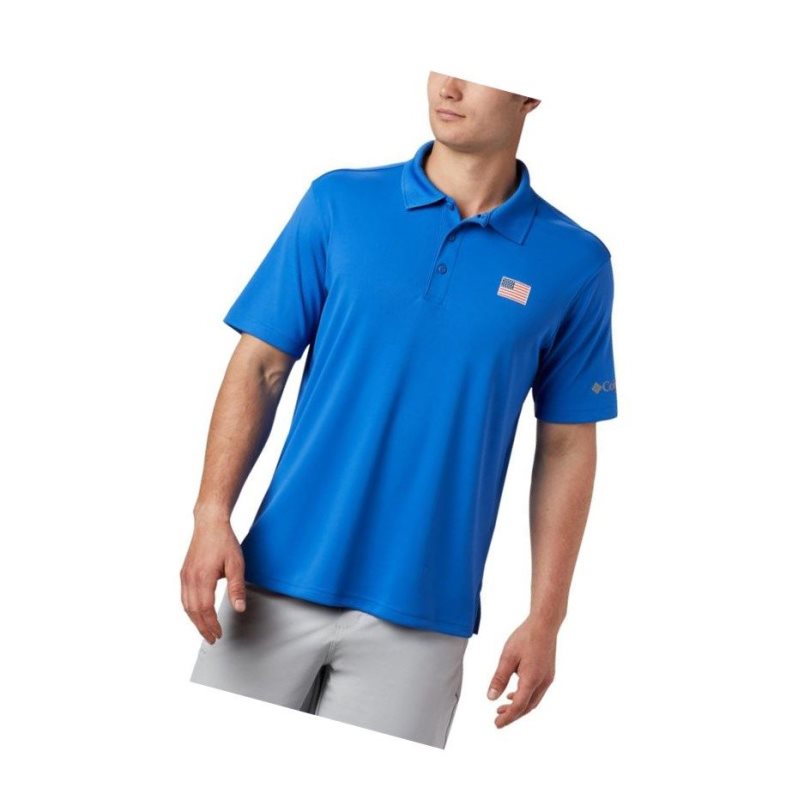 Koszulki Polo Columbia PFG Fish Series Męskie Niebieskie | 34QAXMRLN