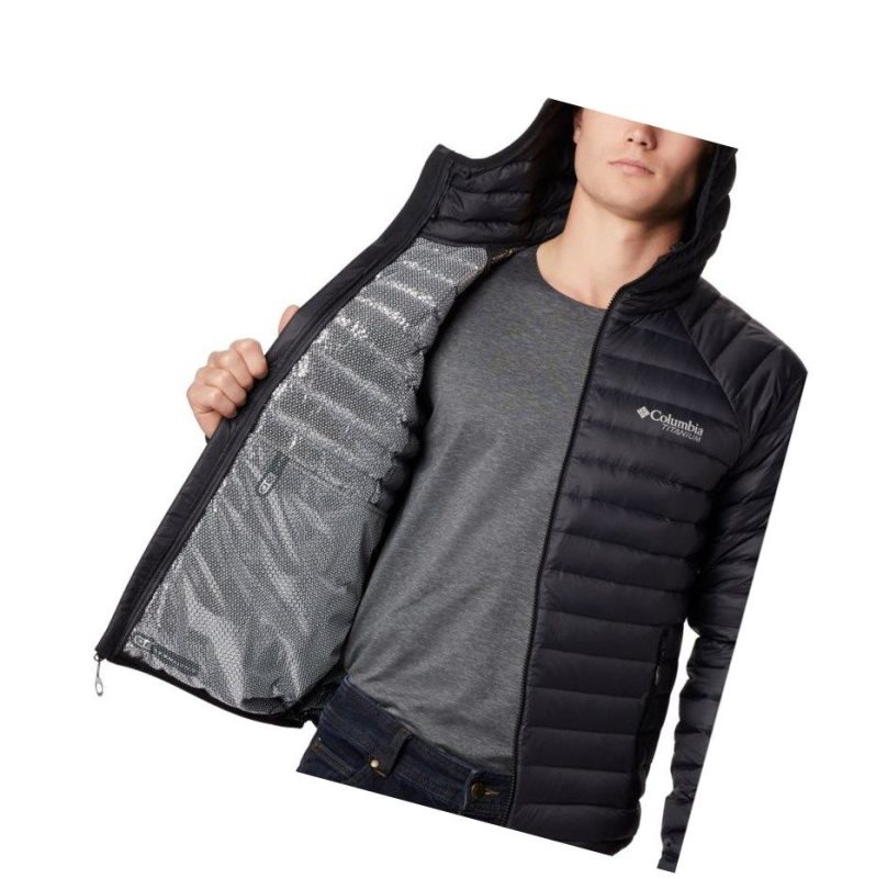 Kurtki Columbia Alpha Trail Hooded Down Męskie Czarne | 12KWLHPAD