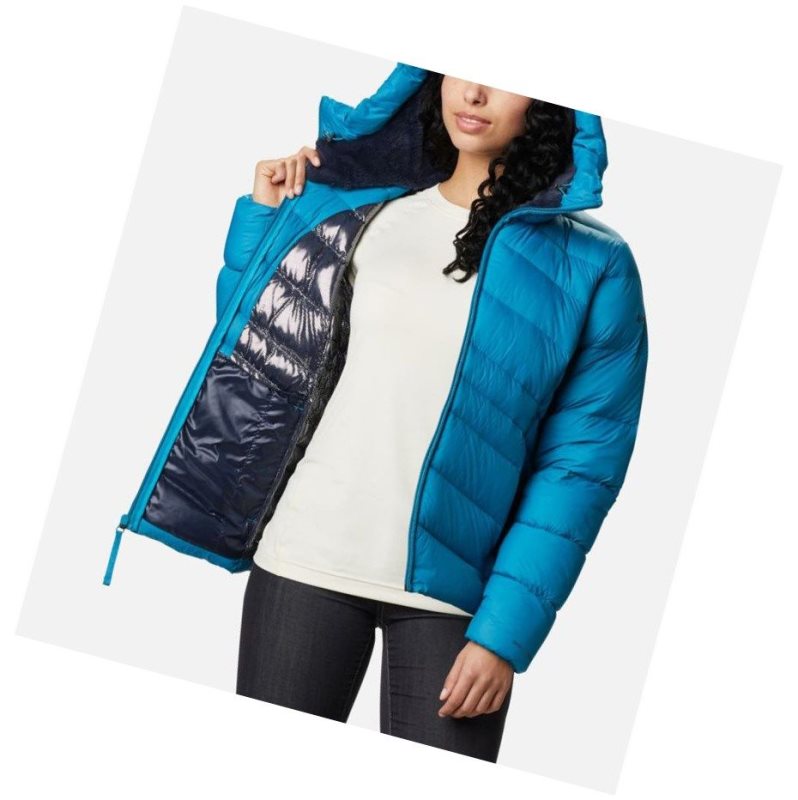 Kurtki Columbia Autumn Park Down Hooded Damskie Niebieskie | 61HWNPFGM