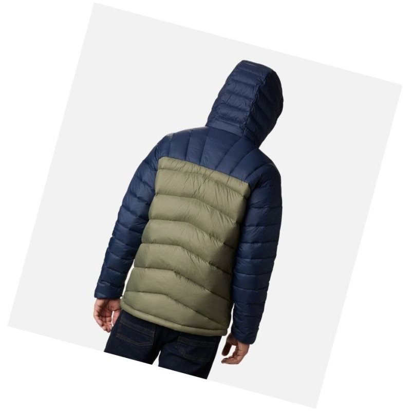 Kurtki Columbia Centennial Creek Down Hooded Męskie Szare Zielone Granatowe | 65GULWOKZ