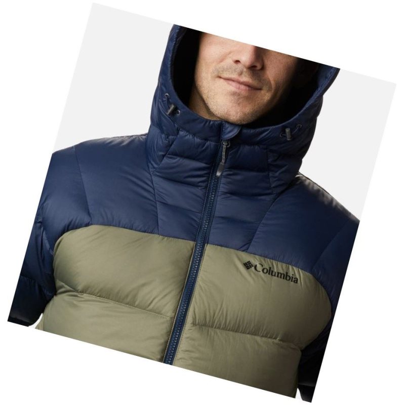 Kurtki Columbia Centennial Creek Down Hooded Męskie Szare Zielone Granatowe | 65GULWOKZ