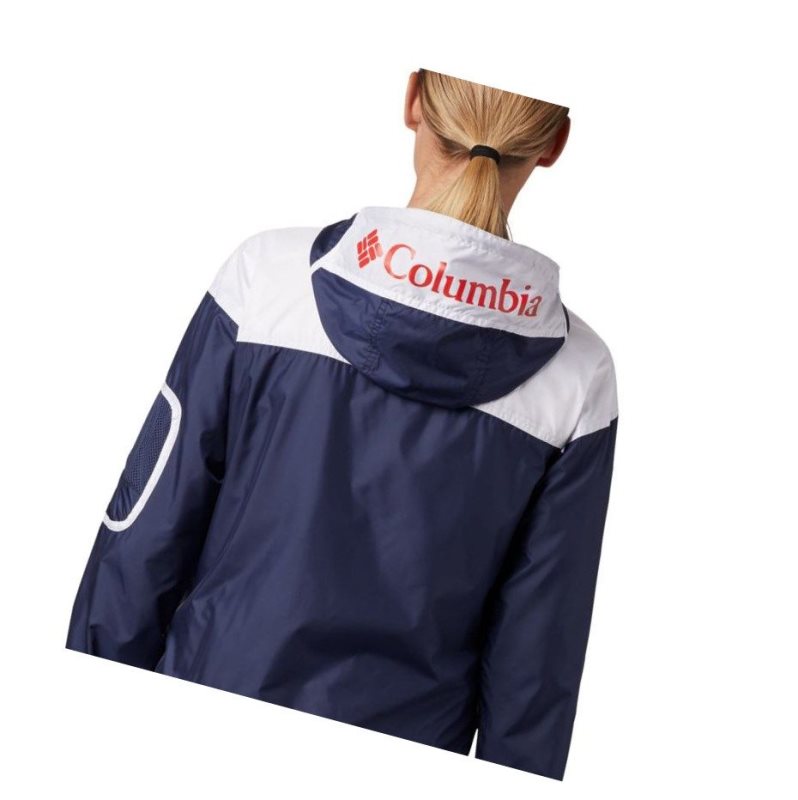 Kurtki Columbia Challenger Windbreaker Damskie Granatowe Białe | 28TWOIHFG