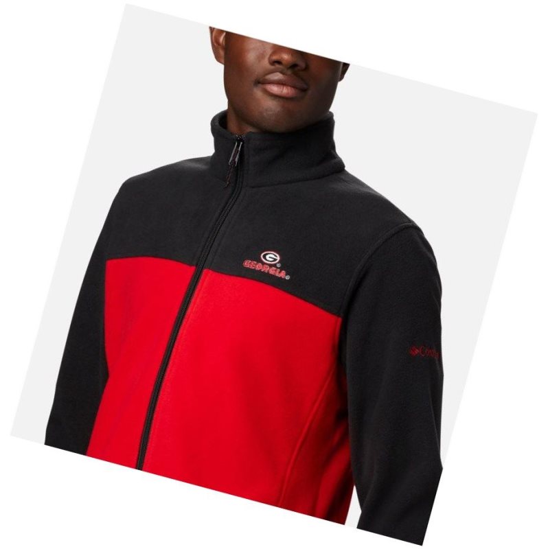 Kurtki Columbia Collegiate Flanker III Fleece - Georgia Męskie Czarne Głęboka Czerwone | 68HFYNXBT